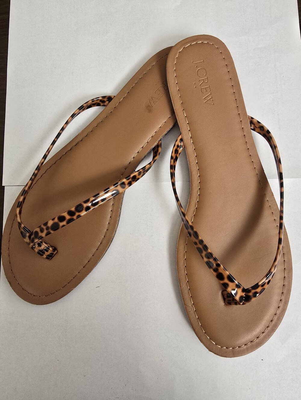 J. Crew Tortoise Leopard Print Thong Sandals - Size 9